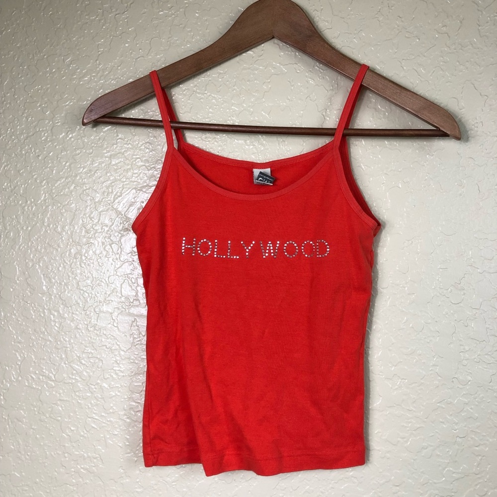 Hollywood rhinestone cropped orange cami